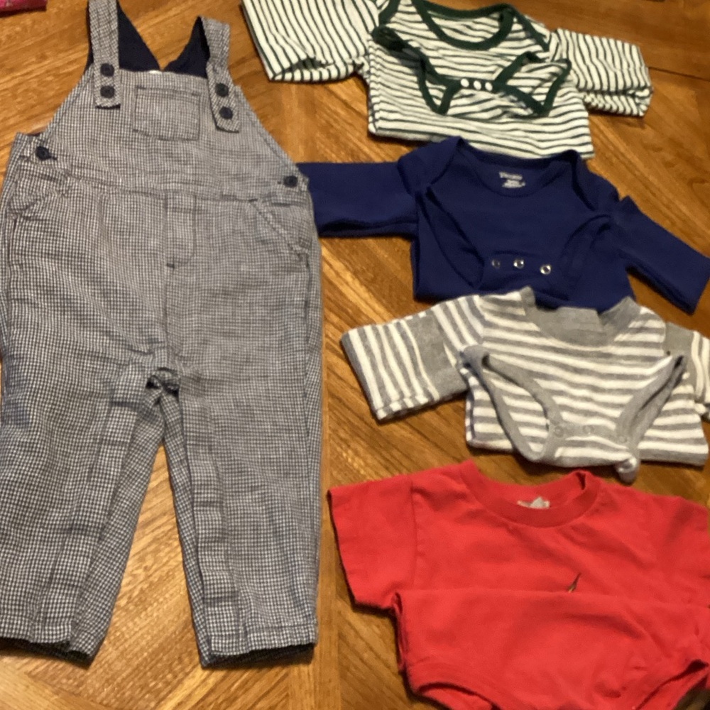 12-18months baby clothes see pictures 4 onesies 1 overalls multi brands
